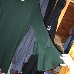 Hunter Green Long Bell Sleeve Dress Size Large